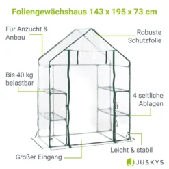 Juskys Foliengewächshaus 1 M² Aufrollbare Tür - Gewächshaus Für Tomaten - Stabiles Balkon Treibhaus Mit 4 Ebenen, Großem Eingang, PVC-Abdeckung 16 Juskys Foliengewächshaus 1 M² Aufrollbare Tür - Gewächshaus Für Tomaten - Stabiles Balkon Treibhaus Mit 4 Ebenen, Großem Eingang, PVC-Abdeckung -Grünwelt Exporteren Garten-Winkel cc0b3665d62ae0c7c2c3a93ba0b16c23