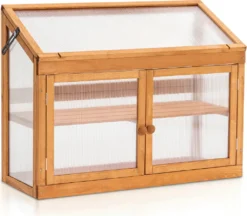 MCombo 2 Etage Höhenverstellbares Anlehngewächshaus Treibhaus Pflanzenhaus Holz 0160