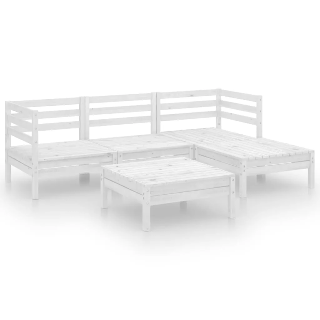 VidaXL 5-tlg. Garten-Lounge-Set Massivholz Kiefer Weiß 1 VidaXL 5-tlg. Garten-Lounge-Set Massivholz Kiefer Weiß