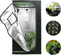 VINGO Growzelt 100x100x200cm Grow Tent, Growbox, Growschrank Fuer Homegrow, Indoor Anbauzelt, Growroom, Lichtdicht Und Wasserdicht Pflanzzelt, Zuchtzelt Schwarz Gruen -Grünwelt Exporteren Garten-Winkel cc3d0f69937795c3d0b764df8f8f7e5e