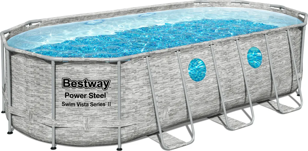 Bestway® Power Steel™ Swim Vista Series™ Frame Pool Komplett-Set Mit Filterpumpe 549 X 274 X 122 Cm, Steinwand-Optik (Cremegrau), Oval 8 Bestway® Power Steel™ Swim Vista Series™ Frame Pool Komplett-Set Mit Filterpumpe 549 X 274 X 122 Cm, Steinwand-Optik (Cremegrau), Oval – Bild 8