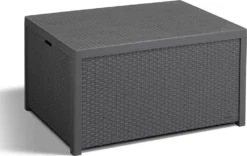 Allibert Arica Storebox Tisch Mit Kissenboxfunktion In Rattanoptik, Anthrazit