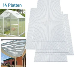 EINFEBEN 14x Doppelstegplatte Garten- & Gewächshaus-Zubehör Geringes Gewicht Hohlkammerplatte 4mm Farblos Stegplatten