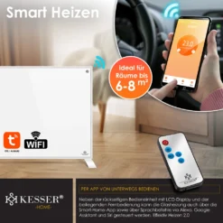 KESSER® Infrarotheizung Energiesparend Infrarot 2in1 Standgerät & Wandmontage Elektroheizung Mit Fernbedienung Thermostat & App-Steuerung Timer Elektrisch Heizpaneel Heizung Konvektor Standfüße, Farbe:Weiß, Größe:350W -Grünwelt Exporteren Garten-Winkel ccf5075cdad42f73bb19d80b60378b2b