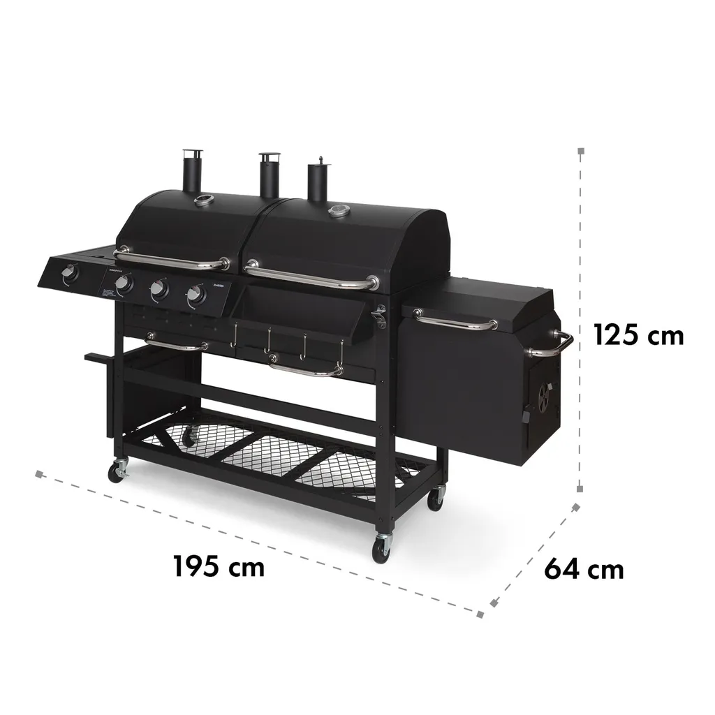 Klarstein Gasgrill Mit Smoker, Gasgrill Mit 4 Brenner, 13,5kW Edelstahl-Gasgrill, BBQ Gasgrill Für Balkon & Garten, Grill Für Gas & Kohle, Gasgrills Mit 4 Brenner & Thermometer 11 Klarstein Gasgrill Mit Smoker, Gasgrill Mit 4 Brenner, 13,5kW Edelstahl-Gasgrill, BBQ Gasgrill Für Balkon & Garten, Grill Für Gas & Kohle, Gasgrills Mit 4 Brenner & Thermometer – Bild 11