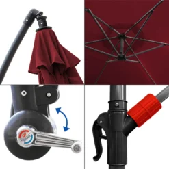 Lospitch 3m Sonnenschirm Ampelschirm Gartenschirm Terrassen UV40+ Marktschirm,Rot,3m -Grünwelt Exporteren Garten-Winkel cd52f0aef517d03133cdb65d6b05013a