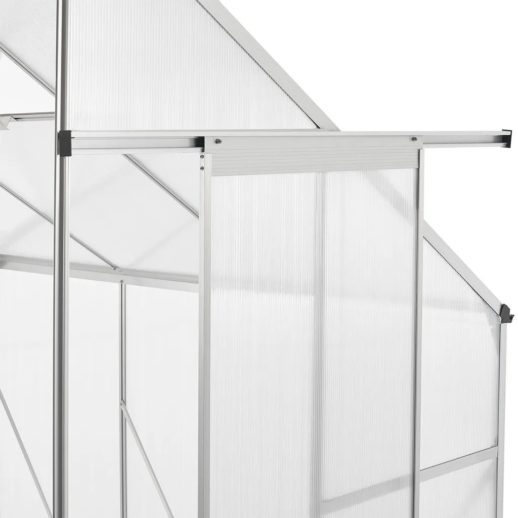 Juskys Aluminium Anlehn-Gewächshaus 2,4 M² – Treibhaus Mit Schiebetür, Fenster Zum Lüften & Stahl-Fundament – Stabiles Pflanzenhaus Für Garten 13 Juskys Aluminium Anlehn-Gewächshaus 2,4 M² – Treibhaus Mit Schiebetür, Fenster Zum Lüften & Stahl-Fundament – Stabiles Pflanzenhaus Für Garten – Bild 13
