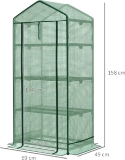 Outsunny Mini-Gewächshaus Anzuchtgewächshaus Mit Folienabdeckung Und 4 Regalböden Regale Rolltür Gemüsebeet Grün 69 X 49 X 158 Cm -Grünwelt Exporteren Garten-Winkel ce415051c38c2059b401ef48308947d7