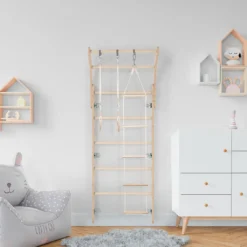 MAMOI® Klettergerüst Indoor, Sprossenwand Für Kinderzimmer, Turnringe Kinder Für Klettern, Kletterwand Und Spielgeräte, Midi Turngeräte Mit Klimmzugstange Für Drinnen, Sportgeräte Ab 3 Jahren -Grünwelt Exporteren Garten-Winkel ce5e6ce1e28de70d71d5df66f98320f7