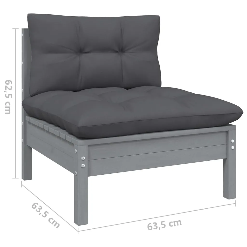 VidaXL 2-Sitzer-Gartensofa Mit Kissen Grau Massivholz Kiefer 7 VidaXL 2-Sitzer-Gartensofa Mit Kissen Grau Massivholz Kiefer – Bild 7