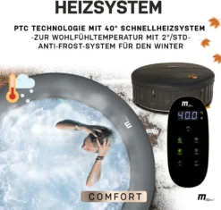 Miweba MSpa Whirlpool Comfort Starry C-ST061 - Indoor & Outdoor-Whirlpool - Aufblasbar Mit LED Beleuchtung - 6 Personen - UV-C Filter - Anti-Frost-System - Verschließbare Poolabdeckung -Grünwelt Exporteren Garten-Winkel d008322699cbf23a27bde77b964929fd