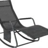 SoBuy OGS47-MS Schaukelliege Sonnenliege Mit Seitentasche Gartenliege Relaxstuhl Schwingliege Schwarz/Grau Belastbarkeit 150 Kg