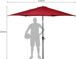 COSTWAY Ø270cm Sonnenschirm Sechseck Gartenschirm Marktschirm Terrassenschirm Strandschirm Ampelschirm Kurbelschirm Weinrot -Grünwelt Exporteren Garten-Winkel d0d782d1d12f099929c3f5ac687fa753