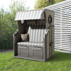 Hoberg 2-Sitzer-Strandkorb Mit Bullaugen Strandkorb Vollieger Gartenliege Ostsee Sitzer Sonneninsel Bullauge Grau Hoberg **Mit Modernem Bullauge** -Grünwelt Exporteren Garten-Winkel d1176f071c8715b2a8c76cc12de81347