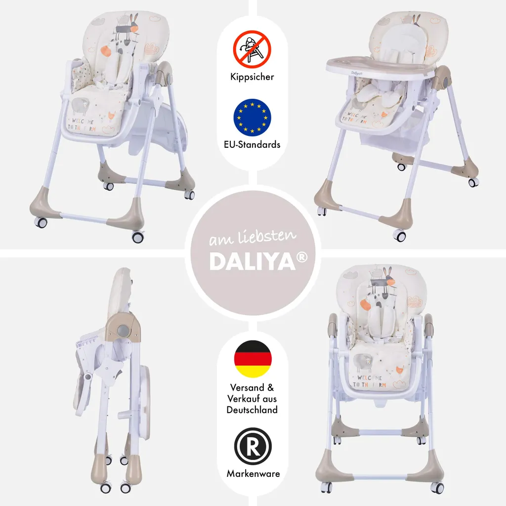Daliya® SITONMI 3in1 Kinderhochstuhl - Babyliege Kinderstuhl Babystuhl Hochstuhl Mit 4 Räder - Korb - Neugeborenen Einlage 7 Fach Höhenverstellbar ( Beige ) 3 Daliya® SITONMI 3in1 Kinderhochstuhl - Babyliege Kinderstuhl Babystuhl Hochstuhl Mit 4 Räder - Korb - Neugeborenen Einlage 7 Fach Höhenverstellbar ( Beige ) – Bild 3