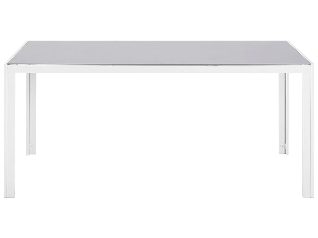 Gartentisch Grau Weiß 160 X 90 Cm Aluminium Glasplatte Starke Aluminiumgestell Outdoor Rechteckig Modern 3 Gartentisch Grau Weiß 160 X 90 Cm Aluminium Glasplatte Starke Aluminiumgestell Outdoor Rechteckig Modern – Bild 3
