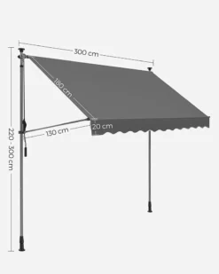 SONGMICS Balkonmarkise, 300 Cm, Alu-Klemmmarkise, 280 G/m² Polyester, Höhenverstellbar, Sonnenmarkise, Mit Handkurbel, Sonnenschutz, Für Balkon, Terrasse, Garten, Anthrazit GSA313G02 -Grünwelt Exporteren Garten-Winkel d2b1763879d83d2aa399c9f5de51f177