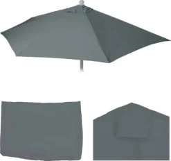 Ersatz-Bezug Für Sonnenschirm Halbrund Parla, Sonnenschirmbezug Ersatzbezug, 300cm Stoff/Textil UV 50+ 3kg Anthrazit