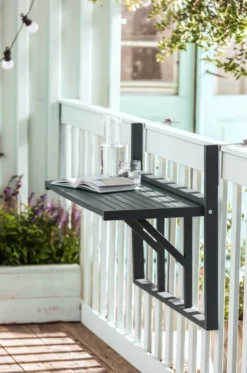 Dehner Balkon-Hängetisch, Klappbar, 90 X 65 X 41.7 Cm, FSC® Akazienholz, Dunkelgrau -Grünwelt Exporteren Garten-Winkel d3b8138fbabfb3c17d9dacf1d2f9479b