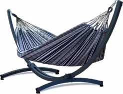 Potenza Outdoor Pereira Hängematte Mit Aluminium Gestell Für 2 Personen I 100% Baumwolle Doppelhängematte 230x160 Cm, 200kg I Hängemattengestell 200kg, Wetterfest