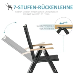Outsunny 2er-Set Klappstuhl Gartenstuhl Klappbar Mit Rückenlehne Armlehne Für Garten Balkon Terrasse Mesh Stoff Aluminium Schwarz 71,5 X 68 X 109 Cm -Grünwelt Exporteren Garten-Winkel d46ea57a7b7741d4e56ba02f40bcd502
