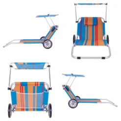 VCM Strandliege Sonnenliege Transportliege Gartenliege Mit Räder Und Sonnendach Bunt -Grünwelt Exporteren Garten-Winkel d4cd61d039eb5c1df302dcd4c7fd9d6c
