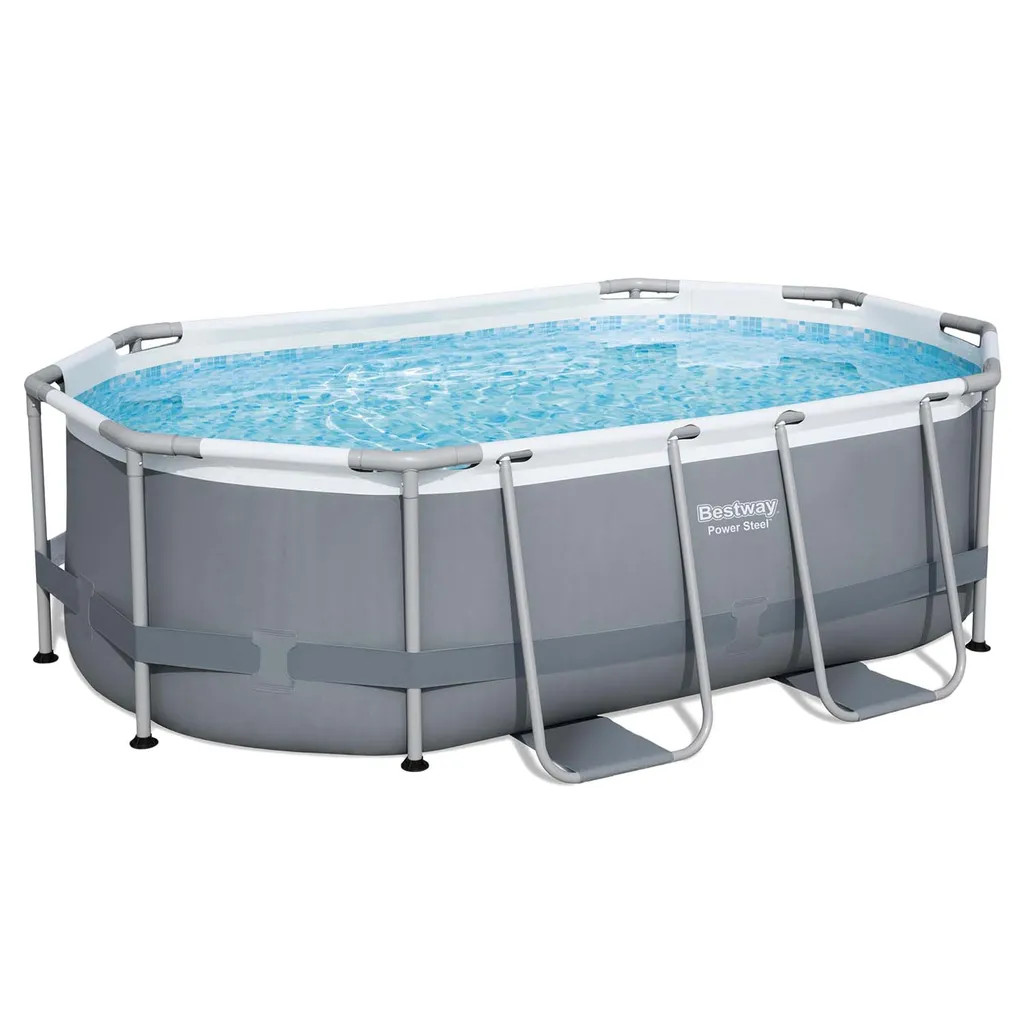 Bestway 5614A Power Steel Ovaler Oberirdischer Pool 305x200x84cmHöhe (cm): 84, Breite (cm): 305, Zusammensetzung: PVC, Länge (cm): 200, Gestalten: Oval, Maße: 3 - 3,99 M, Filterpumpe: 58381 1 Bestway 5614A Power Steel Ovaler Oberirdischer Pool 305x200x84cmHöhe (cm): 84, Breite (cm): 305, Zusammensetzung: PVC, Länge (cm): 200, Gestalten: Oval, Maße: 3 - 3,99 M, Filterpumpe: 58381