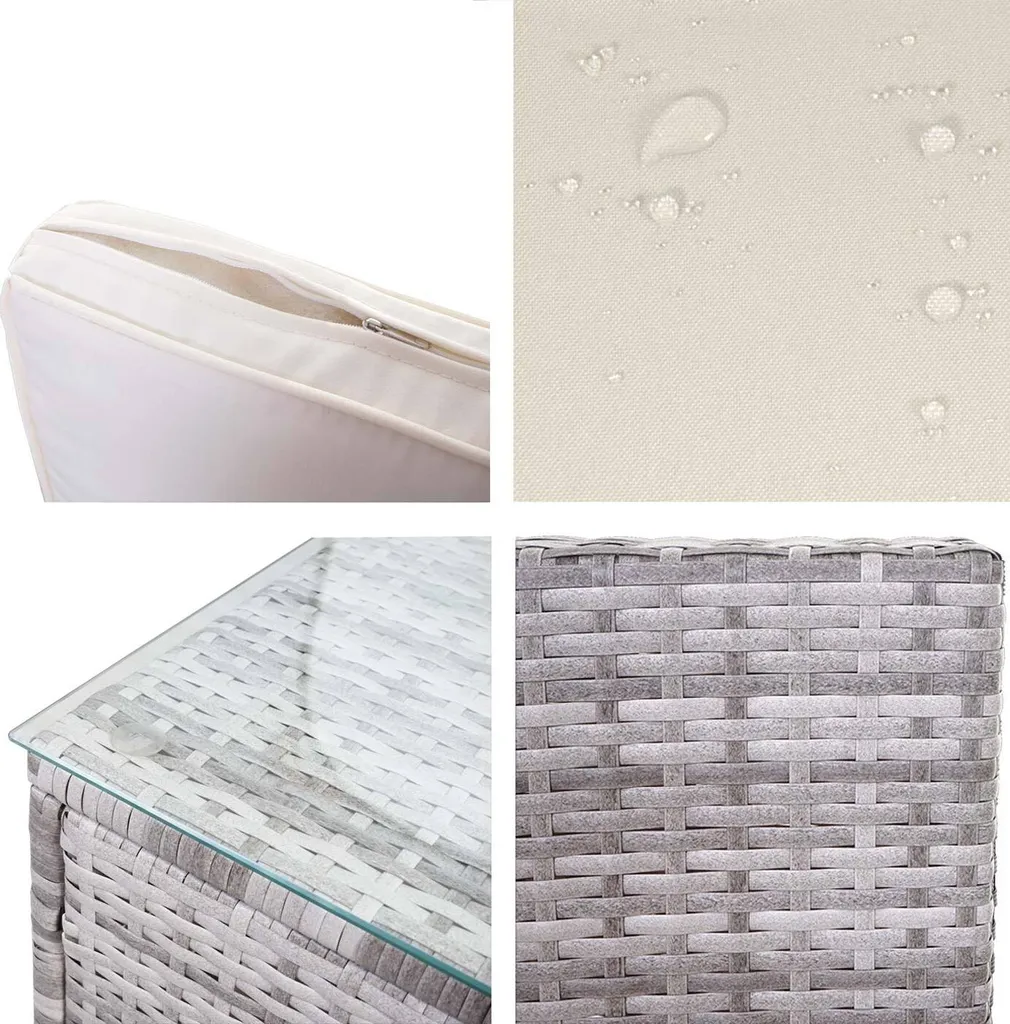 Poly-Rattan-Garnitur Busto, Gartengarnitur Sitzgruppe Sofa Lounge-Set Grau, Kissen Creme 4 Poly-Rattan-Garnitur Busto, Gartengarnitur Sitzgruppe Sofa Lounge-Set Grau, Kissen Creme – Bild 4