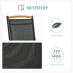 Outsunny 2er-Set Klappstuhl Gartenstuhl Klappbar Mit Rückenlehne Armlehne Für Garten Balkon Terrasse Mesh Stoff Aluminium Schwarz 71,5 X 68 X 109 Cm -Grünwelt Exporteren Garten-Winkel d6e1206f8ce8e9b68ba15b0b96951714