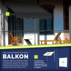 Tillvex Balkonmarkise 400 Cm Anthrazit Gelenkarm Markise Klemmmarkise Sonnenmarkise Balkon Ohne Bohren -Grünwelt Exporteren Garten-Winkel d785b5d87f656beaffb85518c4800f6e