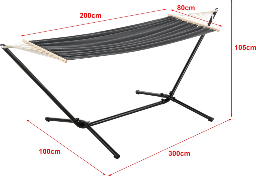 Hängematte Mit Gestell Hängeschaukel 200 X 100 Cm Indoor Outdoor Baumwolle Bis 120 Kg Dunkelgrau 3 Hängematte Mit Gestell Hängeschaukel 200 X 100 Cm Indoor Outdoor Baumwolle Bis 120 Kg Dunkelgrau – Bild 3