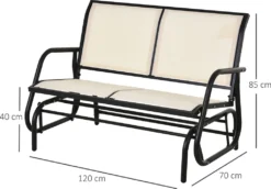 Outsunny Schaukelstuhl 2-Sitzer Gartenbank Gartenschaukel Sitzbank Parkbank Metall Gartenmöbel Schwarz+Beige 120 X 70 X 85 Cm -Grünwelt Exporteren Garten-Winkel d7cfb78eed43a990a7852a7c4f834467