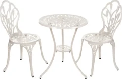 Tisch Set 15240C1547 Stabiles Gartenmöbel Set Balkonset Bistroset Alu - Guss, Farbe:Bistroset 551 Weiß