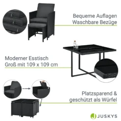 Juskys Polyrattan Sitzgruppe Baracoa L 9-teilig Wetterfest & Stapelbar – Gartenmöbel Set Mit 4 Stühle, 4 Hocker & Tisch Für Garten & Terrasse 16 Juskys Polyrattan Sitzgruppe Baracoa L 9-teilig Wetterfest & Stapelbar – Gartenmöbel Set Mit 4 Stühle, 4 Hocker & Tisch Für Garten & Terrasse -Grünwelt Exporteren Garten-Winkel d7f8b44cac9ae12ad9ccec34718188ca