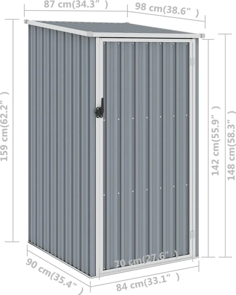 VidaXL Gerätehaus Grau 87x98x159 Cm Verzinkter Stahl 7 VidaXL Gerätehaus Grau 87x98x159 Cm Verzinkter Stahl – Bild 7