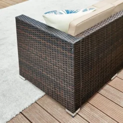 SONGMICS Lounge-Set, Balkonmöbel, Aus PE-Polyrattan, Mit Kissen Und Glastisch, Braun GGF005K03 -Grünwelt Exporteren Garten-Winkel d9a211134e408dc4af0c0721609dde1c