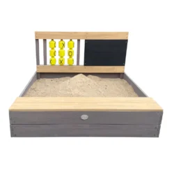 AXI Kitty Sandkasten Aus Holz Mit Bank, Stauraum & Tic-Tac-Toe | Sandbox In Anthrazit & Braun Inklusive Bodenplane | 100 X 100 Cm -Grünwelt Exporteren Garten-Winkel da10733b4cad8b4c1ff2fed796b8e50d