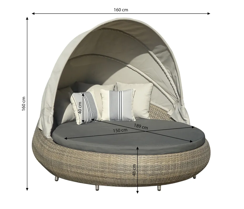 Dehner Sun-Lounger Florida, Rund, Ca. 220 X 160 X 159 Cm, Aluminium/Polyrattan, Braun/grau 1 Dehner Sun-Lounger Florida, Rund, Ca. 220 X 160 X 159 Cm, Aluminium/Polyrattan, Braun/grau