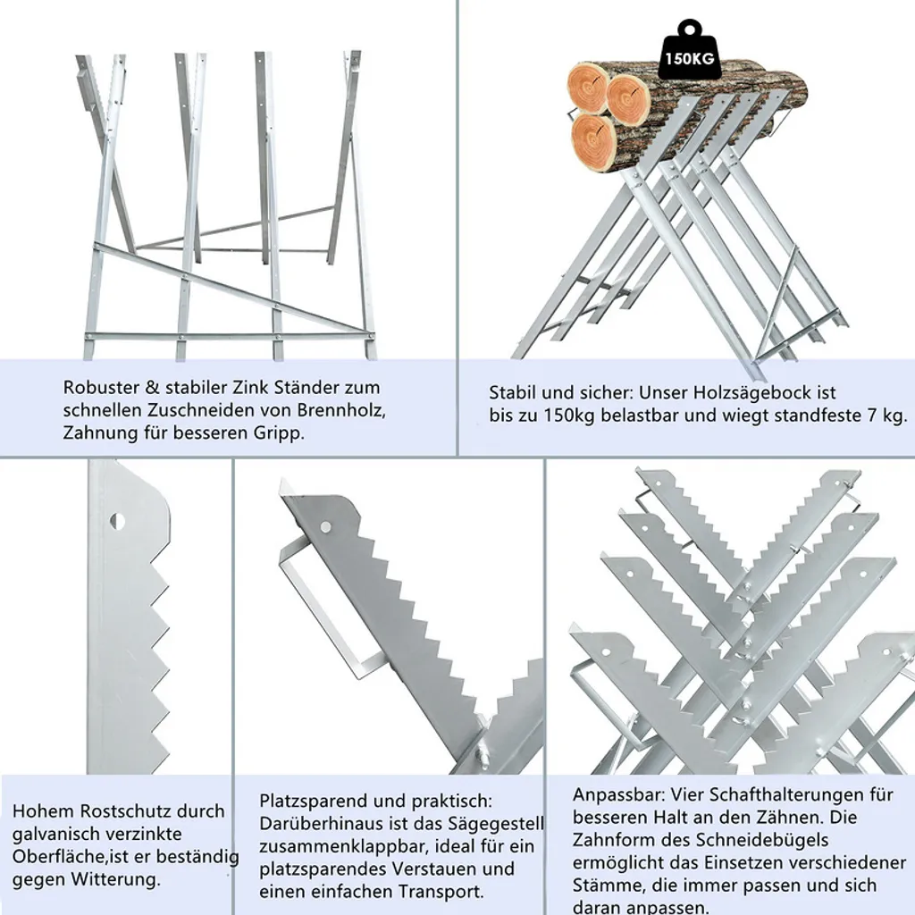 Yakimz Sägebock Holzschneidebock Motorsäge Sägehilfe Metall Kettensäge 150kg Klappbar 2 Yakimz Sägebock Holzschneidebock Motorsäge Sägehilfe Metall Kettensäge 150kg Klappbar – Bild 2