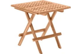 Möbilia Gartentisch Quadratisch 50 Cm Aus Teak Holz | Klappbar | B 50 X T 50 X H 50 Cm | Natur | 11020001 | Serie GARTEN