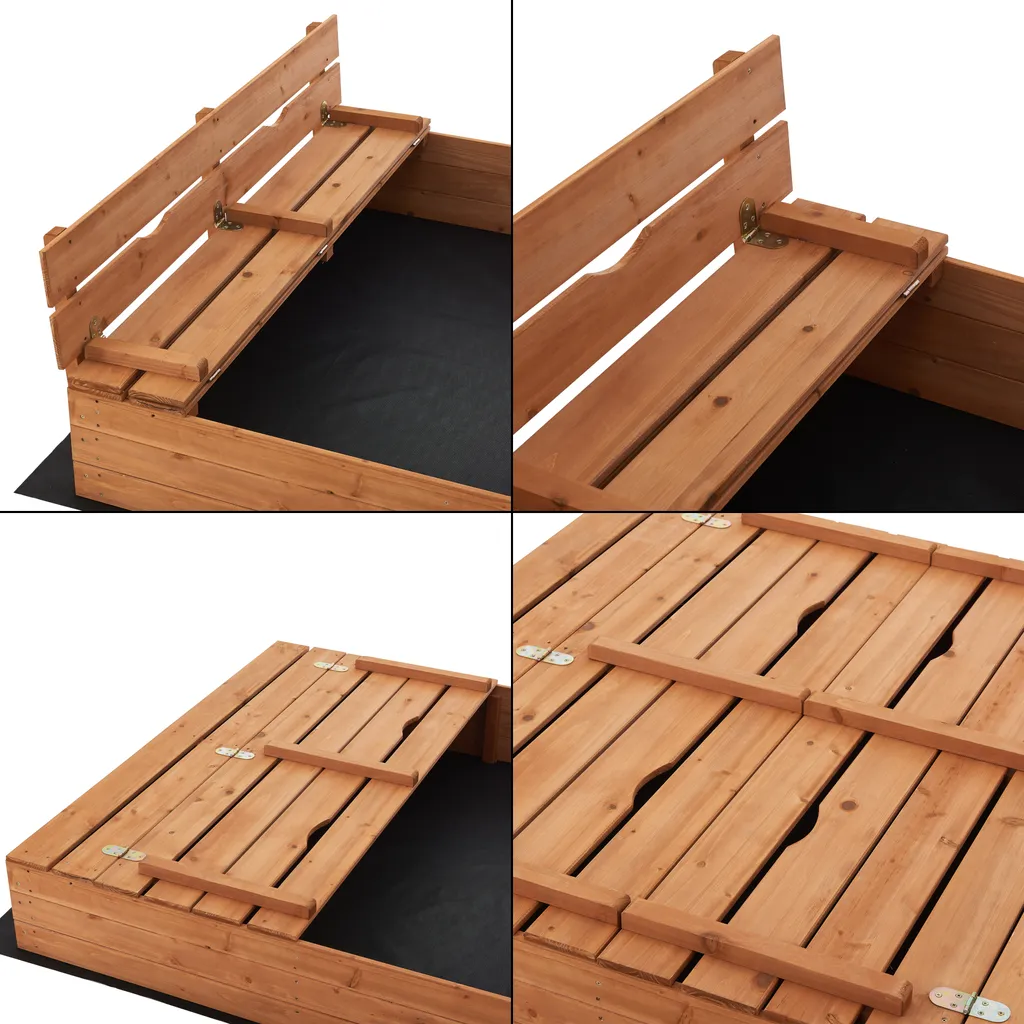 Sandkasten Campillos 23,5 X 118 X 114 Cm Holzsandkasten Mit Zuklappbaren Bänken Klappbare Deckel Sandkiste Tannenholz Natur 7 Sandkasten Campillos 23,5 X 118 X 114 Cm Holzsandkasten Mit Zuklappbaren Bänken Klappbare Deckel Sandkiste Tannenholz Natur – Bild 7