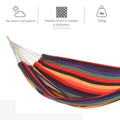 Outsunny Hängematte Outdoor Baumwolle Mit Tragetasche Belastbarkeit Bis 180 Kg Modern 290 X 150 Cm Mehrfarbig -Grünwelt Exporteren Garten-Winkel dedcc87182f72c08eb4b18c880ce5053