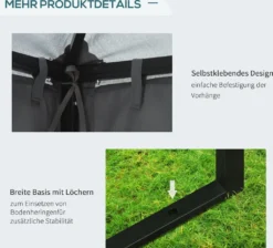 Outsunny Gartenpavillon Pavillon Ca. 3 X 3 M Doppeldach Partyzelt Festzelt 4 X Doppel-Seitenteile Wasserdicht UV-Schutz Metall Polyester Dunkelgrau -Grünwelt Exporteren Garten-Winkel df3e3107f83924cf748897b71c7b85a1