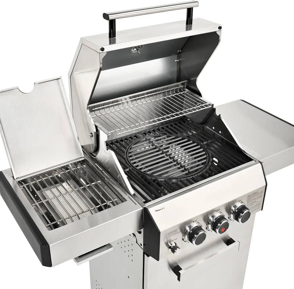 TAINO PLATINUM 2+1 Gasgrill Komplett Edelstahl 4-Brenner Silber Grillwagen BBQ Keramik-Brenner Sear-Zone 4 TAINO PLATINUM 2+1 Gasgrill Komplett Edelstahl 4-Brenner Silber Grillwagen BBQ Keramik-Brenner Sear-Zone – Bild 4