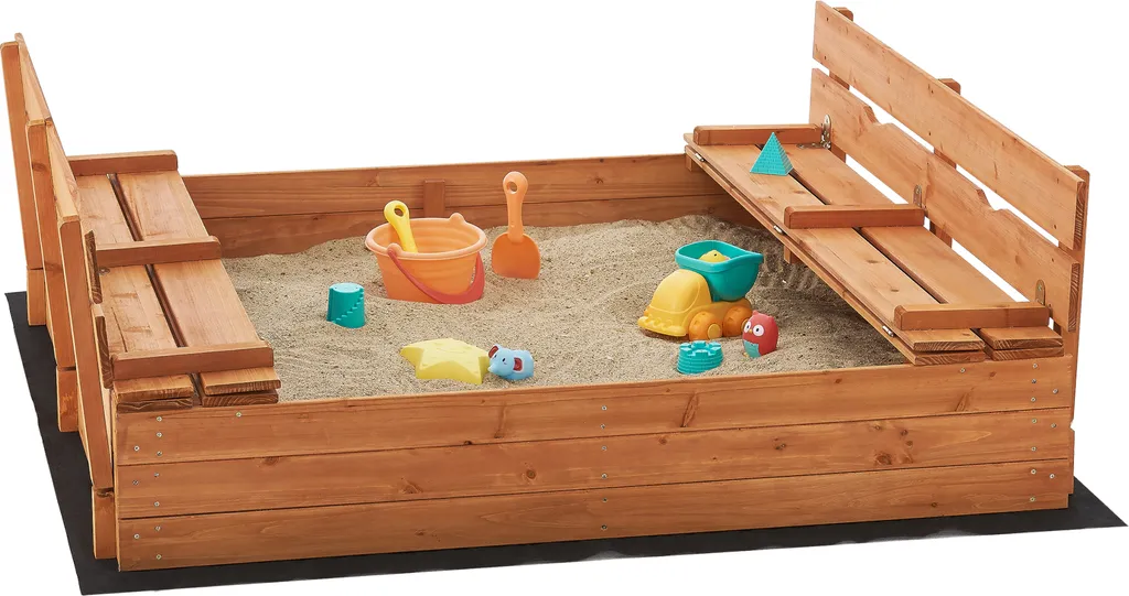 Sandkasten Campillos 23,5 X 118 X 114 Cm Holzsandkasten Mit Zuklappbaren Bänken Klappbare Deckel Sandkiste Tannenholz Natur 1 Sandkasten Campillos 23,5 X 118 X 114 Cm Holzsandkasten Mit Zuklappbaren Bänken Klappbare Deckel Sandkiste Tannenholz Natur