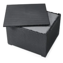 Keter Lounge Set Emma 8-teilig - Graphit , 2 Sessel + 2er Sofa + 1 Tisch Mit Aufbewahrungsbox-Funktion + 4 Sitzauflagen -Grünwelt Exporteren Garten-Winkel e016997eb463eadbc7a34c2b7a61bb2d