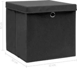 VidaXL Aufbewahrungsboxen Mit Deckel 10 Stk. Schwarz 32×32×32 Cm Stoff -Grünwelt Exporteren Garten-Winkel e042d68ac46377733daf36953e952190