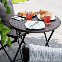 Vanage Gartentisch Beistelltisch Balkontisch Bistrotisch In Braun Rund Wetterfest Klappbar -Grünwelt Exporteren Garten-Winkel e051055fc72286be69102721dda0dc96
