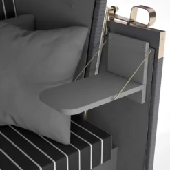 Sanzaro Strandkorb XL120 Cm Deluxe Zweisitzer Holz Und Poly-Rattan Volllieger 4x Kissen Klappbare Rückenlehne 2 Personen Anthrazit-Weiss Nadelstreifen -Grünwelt Exporteren Garten-Winkel e0c9b2651fb7c596dceaaf7a90112ea2