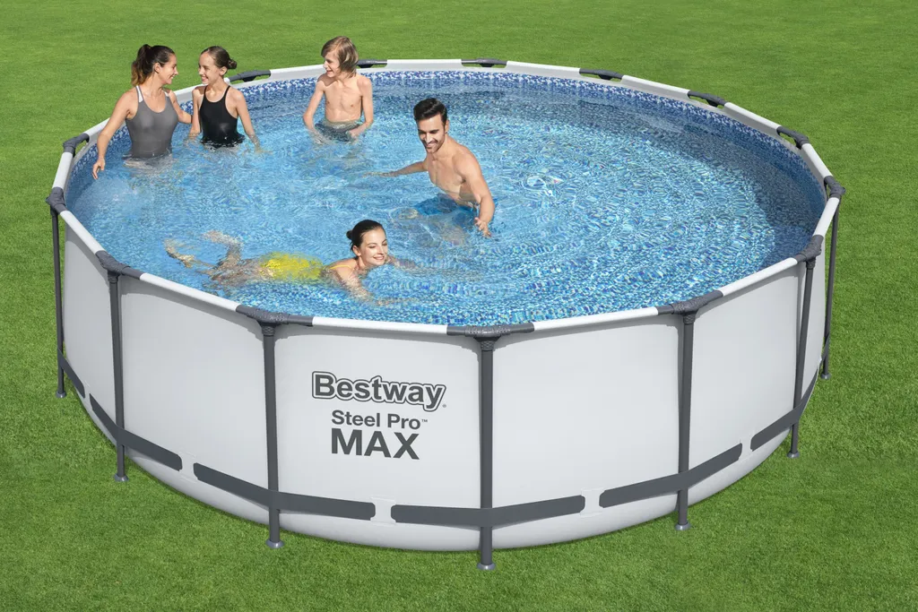 Bestway Steel Pro Max™ Frame Pool Komplett-Set, Rund, Mit Filterpumpe, Sicherheitsleiter & Abdeckplane 457 X 122 Cm 4 Bestway Steel Pro Max™ Frame Pool Komplett-Set, Rund, Mit Filterpumpe, Sicherheitsleiter & Abdeckplane 457 X 122 Cm – Bild 4